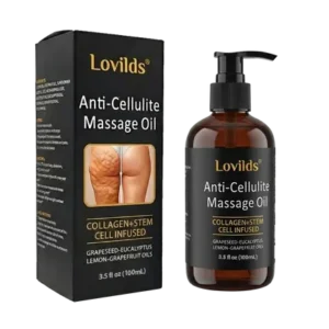 Lovilds® Anti-Cellulite Massage Oil - Smooth the Appearance of Cellulite - Body Care & Skin Treatment Massage Oil - Topical Collagen and Plant Stem Cell Body Oil to Restore Texture and Elasticity - Soothing Body Oil