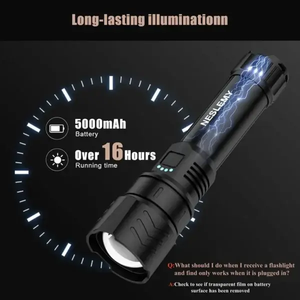 NESLEMY™LED Flashlight – High Lumen Rechargeable Torch
