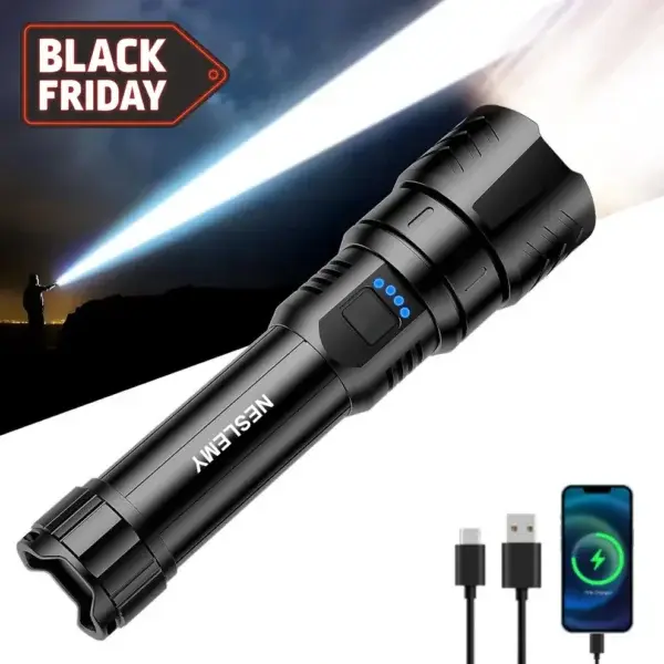NESLEMY™LED Flashlight – High Lumen Rechargeable Torch