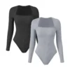 Slimoly Square Neck Long Sleeve Bodysuits