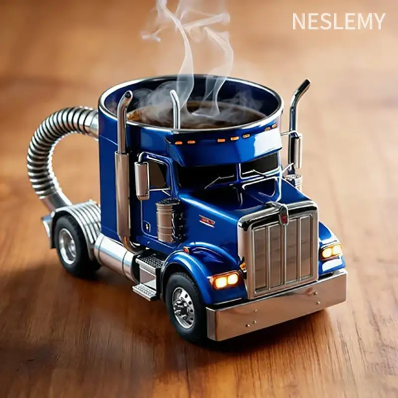 🇺🇸 Official US Store | 🚚🛠 NESLEMY® Durable Semi-Truck Shaped Coffee Mug – Handcrafted Resin Mug for Family & Friends | Perfect for Daily Coffee & Unique Gift