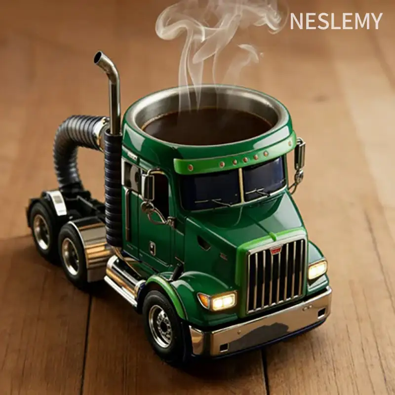 🇺🇸 Official US Store | 🚚🛠 NESLEMY® Durable Semi-Truck Shaped Coffee Mug – Handcrafted Resin Mug for Family & Friends | Perfect for Daily Coffee & Unique Gift