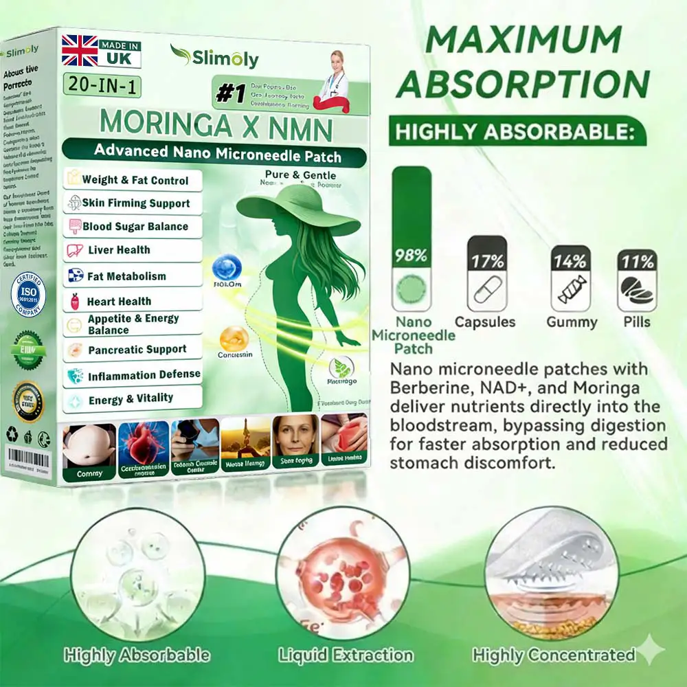 🔥 New Release | Slimoly® 20-IN-1 Advanced Nano Microneedle Patch Moringa × Berberine × NMN/NAD+ Multi-Action Formula