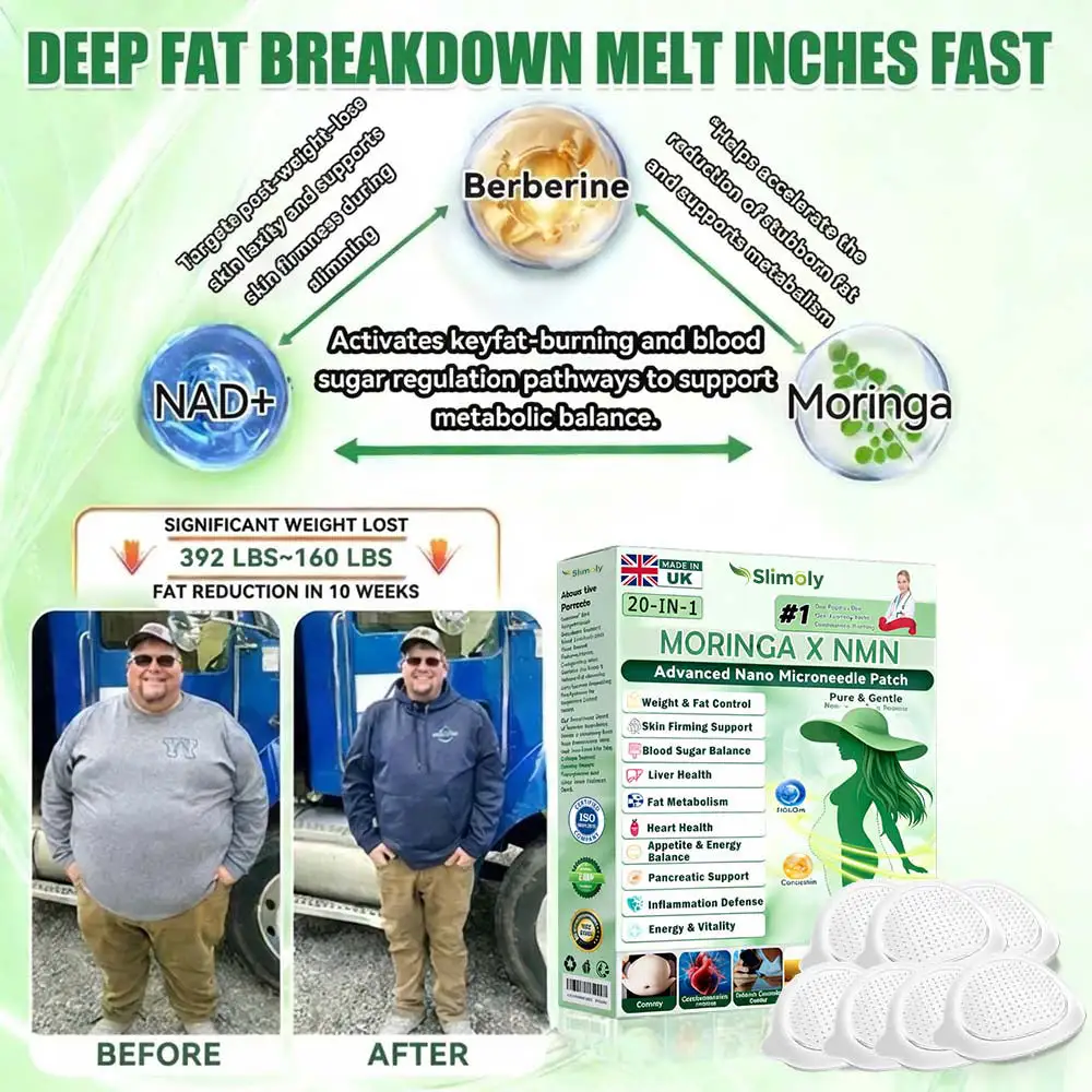 🔥 New Release | Slimoly® 20-IN-1 Advanced Nano Microneedle Patch Moringa × Berberine × NMN/NAD+ Multi-Action Formula